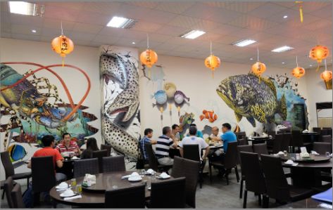 洛川海鲜餐厅墙体彩绘